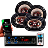 Kit Som Automotivo Bluetooth, Rádio FM e USB e  Auto Falante Bravox 6 + 6×9 69