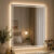 Espelho Grande com Led 3 Cores e Touch Retangular 60×40 Jateado Lapidado Banheiro Decorativo