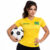Babylook Brasil Feminina Amarela Estilo Torcida Moda Verão Futebol Dry Fit Manga Curta Copa