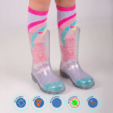 Kit Bota + Meia Galocha Menina Feminina Infantil Impermeável Transparente Meia Colorida Macia Leve