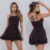 Macaquinho vestido bailarina soltinho zíper atrás alça ajustável laço removível Moda Elegante