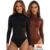 Kit 2 Bodys Collant Feminino Suplex Manga Longa Gola Alta Segunda Pele Básico Forrado Atemporal Blogueira Outono Inverno