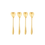 4 Colheres de Chá Wolff Heart Dourado de Aço Inox