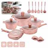 Jogo De Panelas London Antiaderente 17 Peças + Utensílios em Silicone Premium