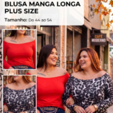 Blusa Feminina Plus Size Manga Longa Versátil Comprida Leve Soltinha Cores Inverno Exclusiva