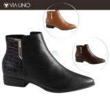 Bota Feminina Via Uno Cano Curto Bico Fino Detalhe Dourado
