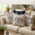 Capas De Almofada Linho Premium 43×43 Decoração Sala Sofá Azul E Branco Flor Com Zíper estilo Cottage
