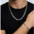 Kit Corrente Masculina Grossa 7mm Aço Inoxidável Colar 60cm + Pulseira Grossa Prata Estilo Cubana