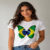 Camisa Feminina Brasil Borboleta Estampada Copa do Mundo 100% Algodão