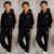 Conjunto Infantil Masculino Estiloso Agasalho Quentinho Conjunto de inverno Calça e casaco