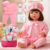Boneca Bebê Reborn Realista Com Bolsa 100% Silicone Roupinha Rosa Pode Dar Banho