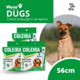 Kit 3 Coleira World Veterinária Dug’s 17g Antipulgas para Cães – 56cm