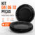 Kit Jogo 04/06/12 Pratos De Vidro Opaline Raso Liso Preto Canelado 24 cm Resistente