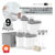 Kit Organizador Lavanderia 9 Peças Dispenser 1,5 + 2,3L 2 Borrifadores Cesto 16L 2 Esfera Seca Roupa