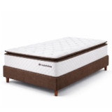 Cama Box Solteirão Colchão Molas Ensacadas com Pillow Top Extra Conforto 97x203x67cm Premium Sleep BF Colchões