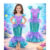 Fantasia Feminina INfantil Sereia Luxo Vestido COmpleta