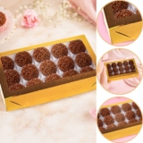 10~50 CAIXA LAMINADA C/ VISOR (15 DOCES) 4x20x12 cm OURO 4674 (CHOCO)