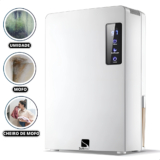 Desumidificador de Ar Elétrico Portátil Bivolt Desumidificador de Ambiente Anti-Mofo 2200ml Branco