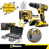 Kit Furadeira Parafusadeira De Impacto 3/8 21V 2 Baterias +29 Acessórios e Maleta + 40 Peças-Fasterr