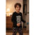 PIJAMA INFANTIL MASCULINO ESQUELETO COM PUNHO PRETO