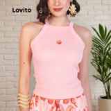 Lovito Bossa l Regata Feminina Com Bordado TSB1437BRL1467