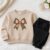 Conjunto moletom juvenil e infantil meninas laço blusa de frio careca e calça moletom flanelada
