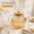 chaleira Bule de Vidro Âmbar para Chá e Sucos com Tampa de Bambu Luxo Elegante Decorativa 1L Cristal Vintage