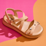 Sandália Infantil Flatform Tiras Pontos Espelhados Pampili