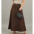 Saia rodada Longa Feminina Alfaiataria Moda Evangélica Casual Básica Inverno Cintura Alta Elegante Tendência