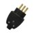 Plug Macho 2P+T 10A 250V Preto Lateral/Axial Com Prensa Cabo