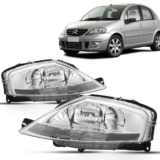 Farol Citroen C3 2003 2004 2005 2006 2007 2008 2009 2010 Foco Duplo Cromado