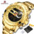 Relógio De Pulso NAVIFORCE 9163 Gold Waterproof Digital Análogo De Moda Homem Dual-Display