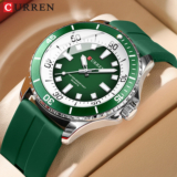 Novo Relógio CURREN Original Marca De Masculino Autêntico Ponteiro Luminoso Correia De Silicone Moda Casual Negócios Esportivos Quartzo À Prova D’água 8448