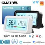 SMATRUL Tuya Smart Home Digital Sem Fio Higrômetro Para Uso Interno Monitor De Sensor Com Luz De Fundo Aplicativo Remoto De Voz Alexa Google Notification Alarm