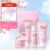 LAIKOU Skincare Travel Set Sakura Vitamina C Com Banda De Cabelo Brilhante Creme Hidratante Facial Para Os Olhos Reduz Rugas