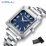 Relógio Masculino CRRJU Original Autêntico Design Único Mãos Luminosas De Aço Inoxidável Discagem Quadrada Retro Simples Casual De Negócios Esportivo Quartzo À Prova D’água 5021