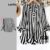 (Trendy) Lovito Blusa feminina listrada Casual Plus Size curva com cadarço LBL19053