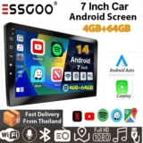 ESSGOO Bluetooth Car MP5 Player 7 Polegada 2 Din 4 + 64GB Android Tela Reversa Touch Carplay Sem Fio E Multimídia