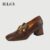 IELGY Calcanhar Quadrado Feminino Estilo retro Francês De Grosso Todos Combinam Com Sapatos De Couro