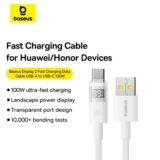 Baseus Display 2 Cabo De Dados De Carregamento Rápido USB-A Para C 100W 1m/2m