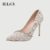 IELGY Sapatos De Dama De Honra Estilo Coreano Femininos Com Saltos Altos De Strass