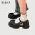 IELGY Elevado Verão Preto Bico Redondo Jk Japonês Plataforma Francesa Salto Alto Feminino Mary Jane Sapatos
