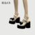 IELGY Saltos Altos Mary Jane Ladies Bow Teen Sweet Cool JK Sapatos De Couro