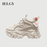 IELGY Sapatos Femininos Verão Malha Respirável Tênis Plataforma Sola Aumentar Altura Branca Pai