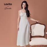 Lovito x Glenda Vestido Elegante Com Amarração Frontal E Costas, Vestido De Verão Para Mulheres L74ED185