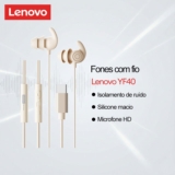Fones De Ouvido Com Fio Lenovo YF40 E Para Dormir Design De Isolamento De Ruído Silicone Macio Lateral Microfone HD Ajus