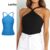 Lovito x Glenda Regata Feminina Casual Canelada Alça e Decote Gola Americana LNL41027
