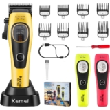 Kemei 1920 Máquina De Cortar Cabelo Profissional Masculina 4500 MAh Barbeiro Corte De Sem Fio Aparador De 2 Tampas Modul