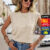 Lovito Camiseta Casual Feminina Manga Curta com Tecido Texturizado LNL43068