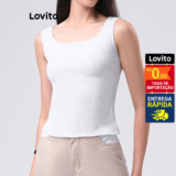 Lovito Regata Femino Casual com Botões Gola LB91BRL120